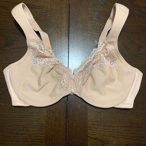 Glamorise Bra 36D Underwire Lace Trim Satin